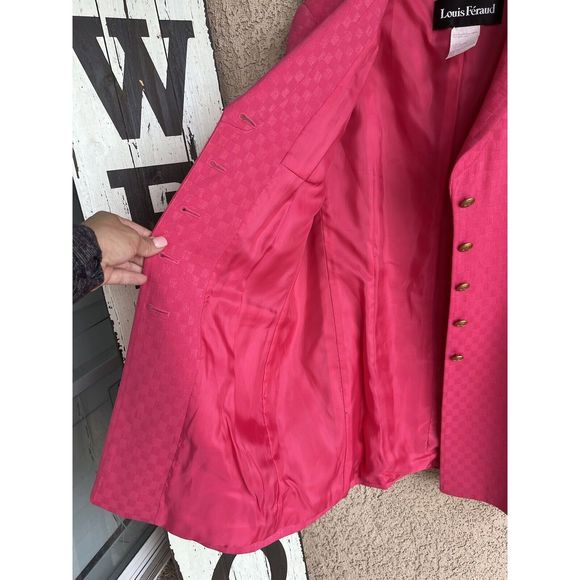 Vintage Louis Feraud Virgin Wool 2 Piece Blazer And Skirt - Size 10 - Pink - Picture 13 of 16